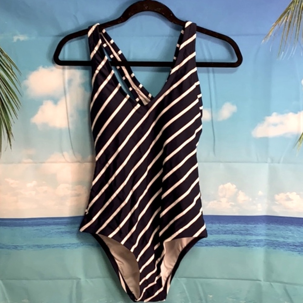 Blue Striped Modern Women’s One Piece